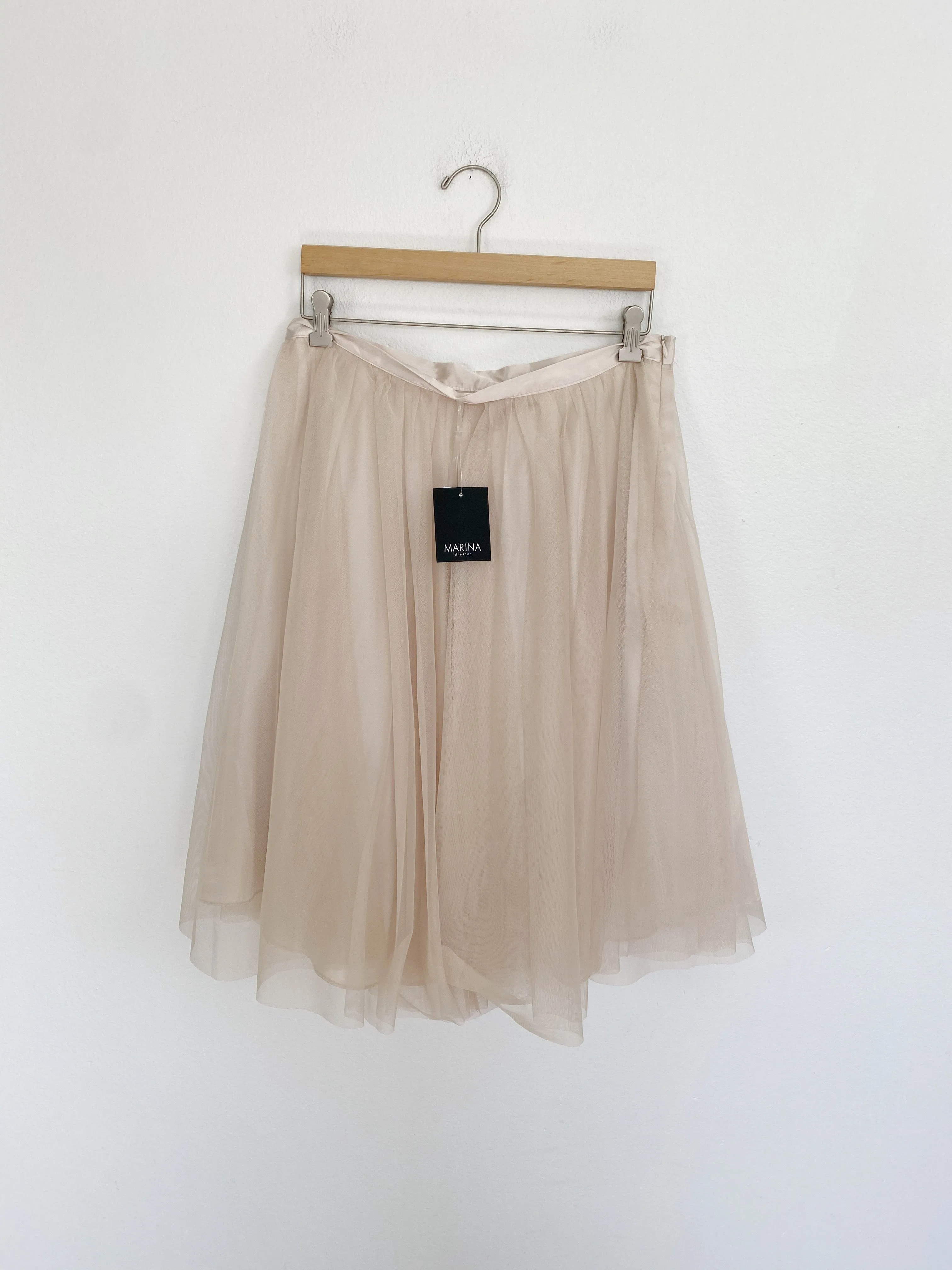 MARINA Champagne Tool Ballet Midi Skirt NWT Large