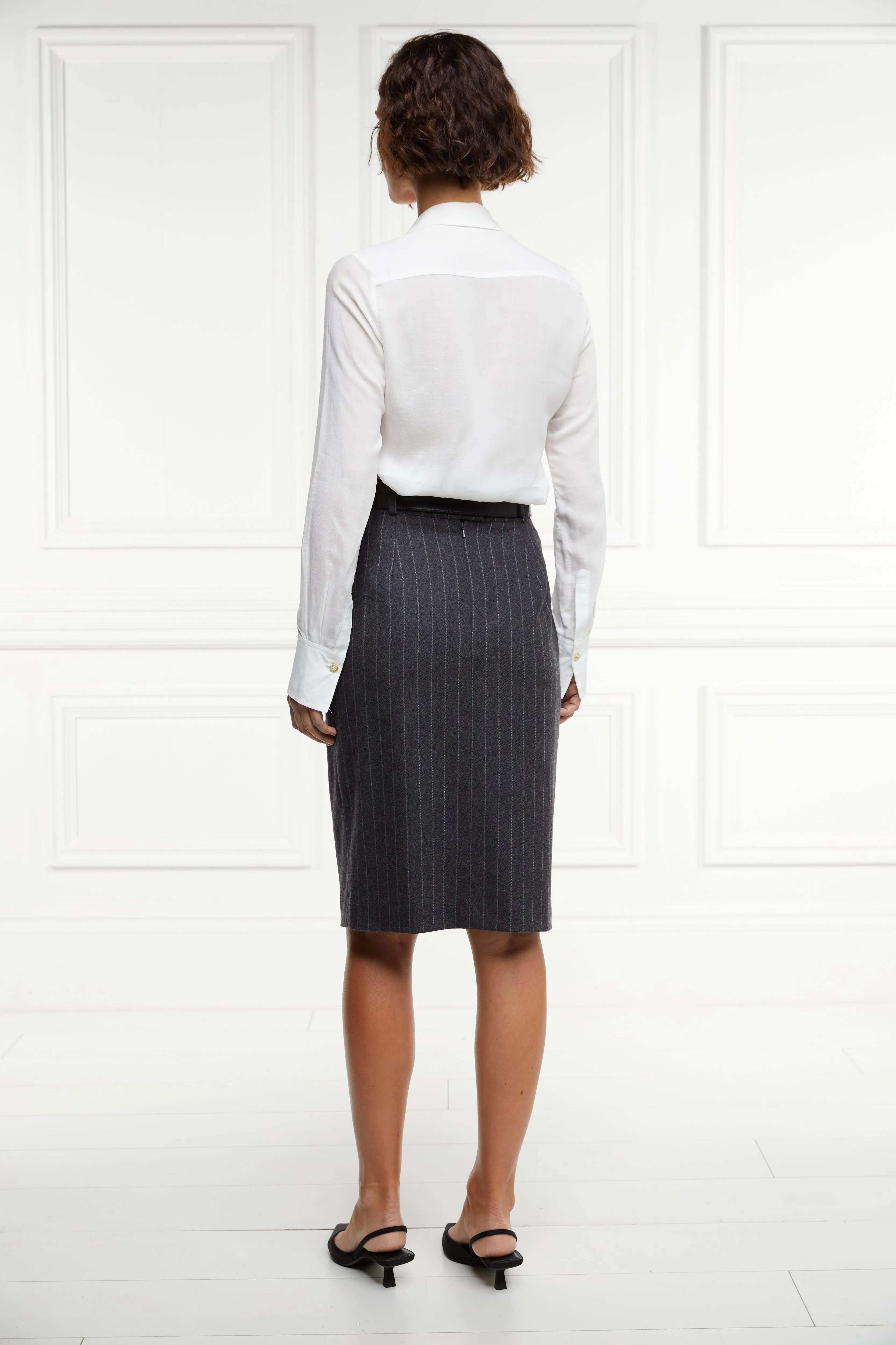 Mayfair Pencil Skirt (Charcoal Pinstripe)