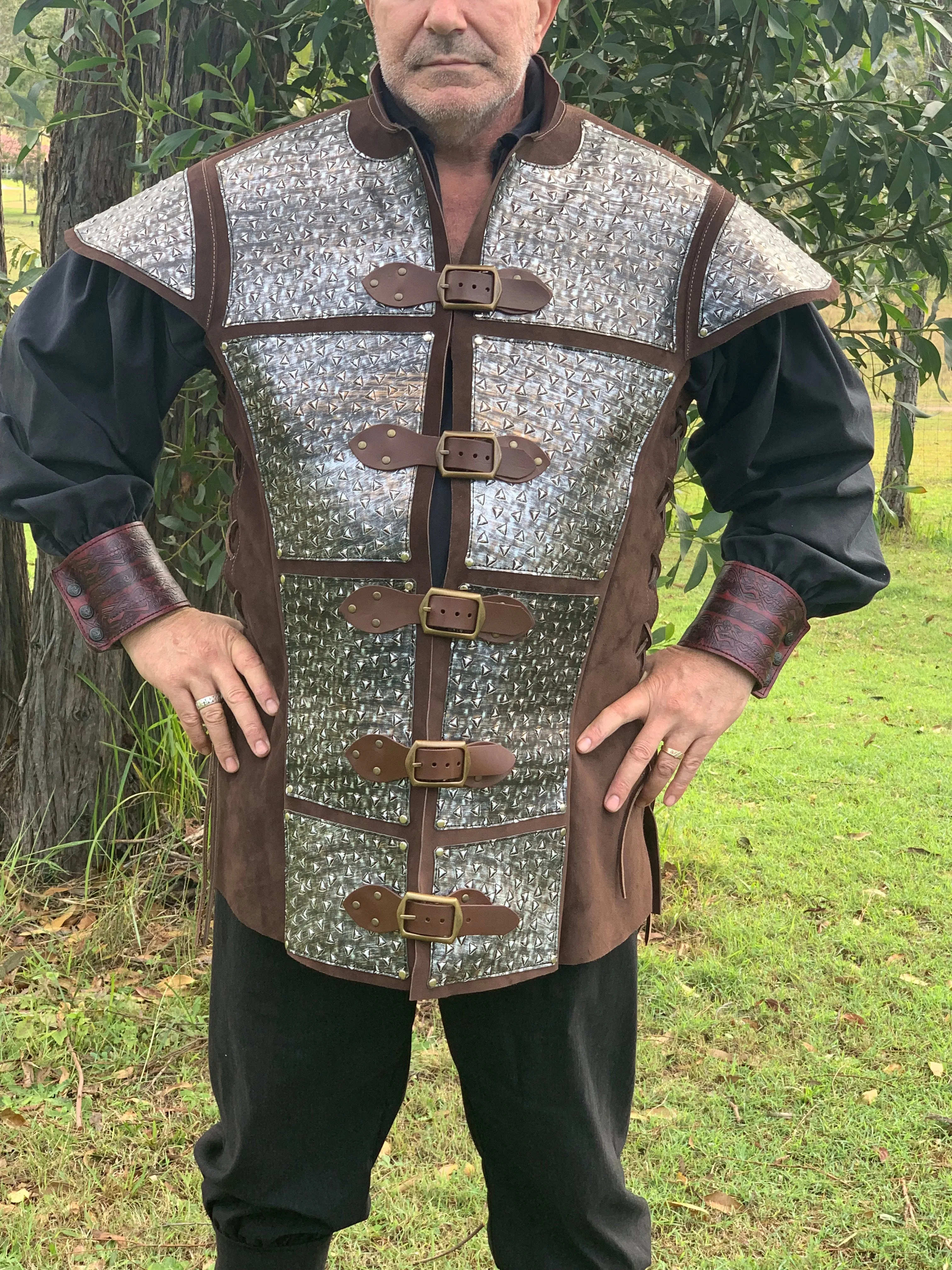 Medieval Suede Tunic or Jerkin with optional Buckle detail