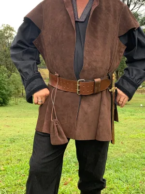 Medieval Suede Tunic or Jerkin with optional Buckle detail