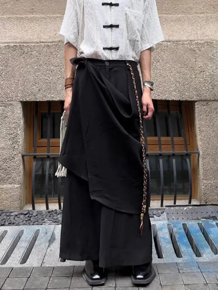 Mens Double Layer Irregular Casual Culottes