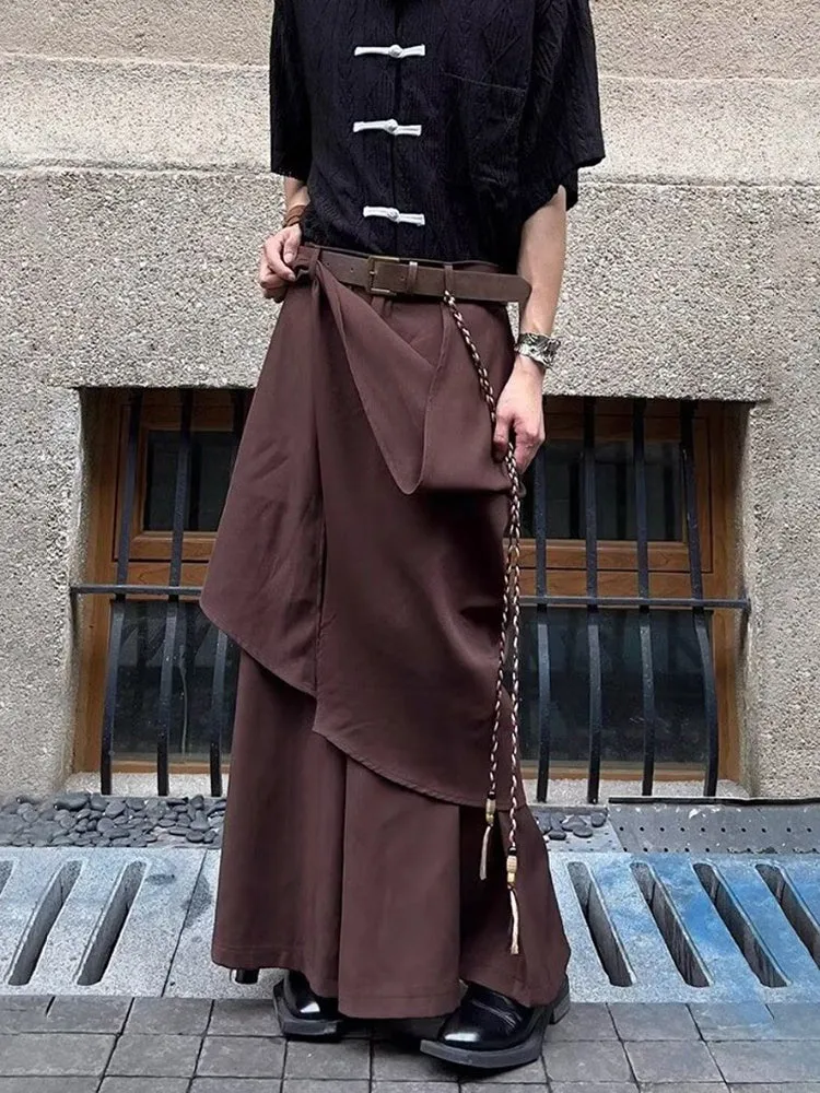 Mens Double Layer Irregular Casual Culottes