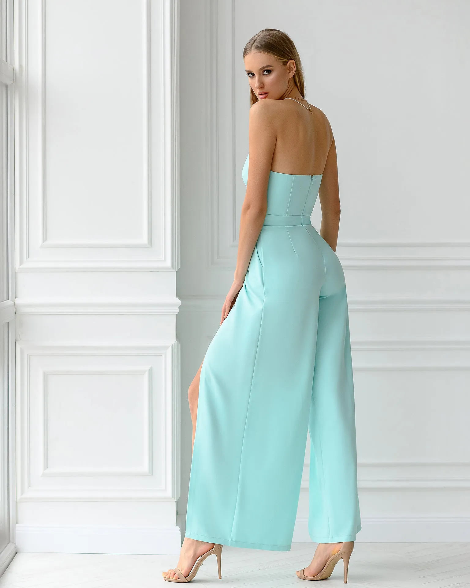 Mint Strapless V-Neck Jumpsuit