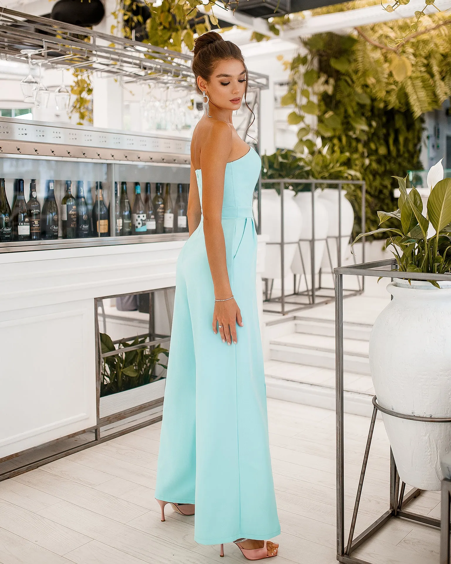 Mint Strapless V-Neck Jumpsuit