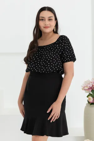 Mirabelle Ruffle Pencil Skirt In Black