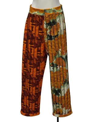 Orange Green Floral Detailed