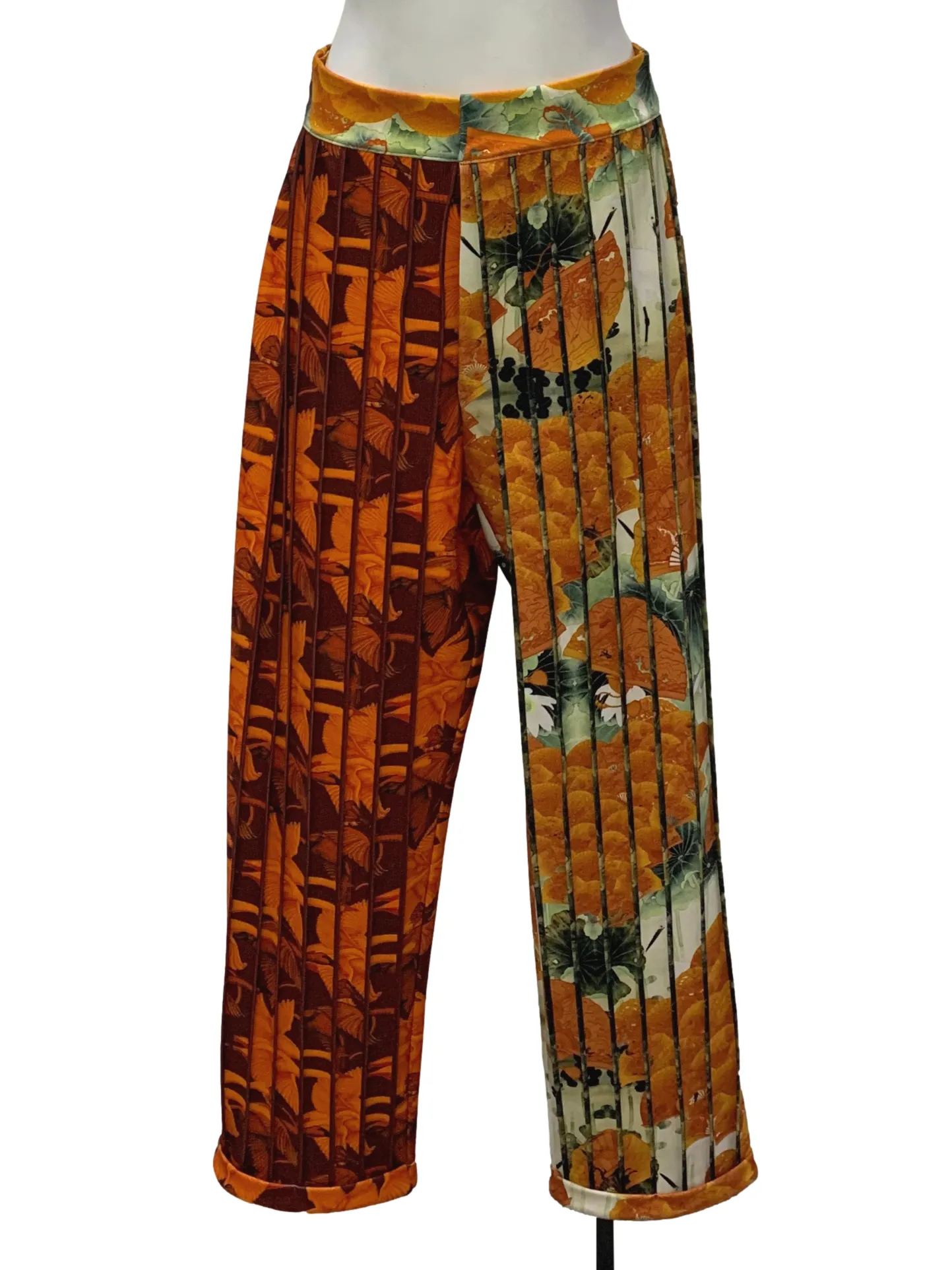Orange Green Floral Detailed