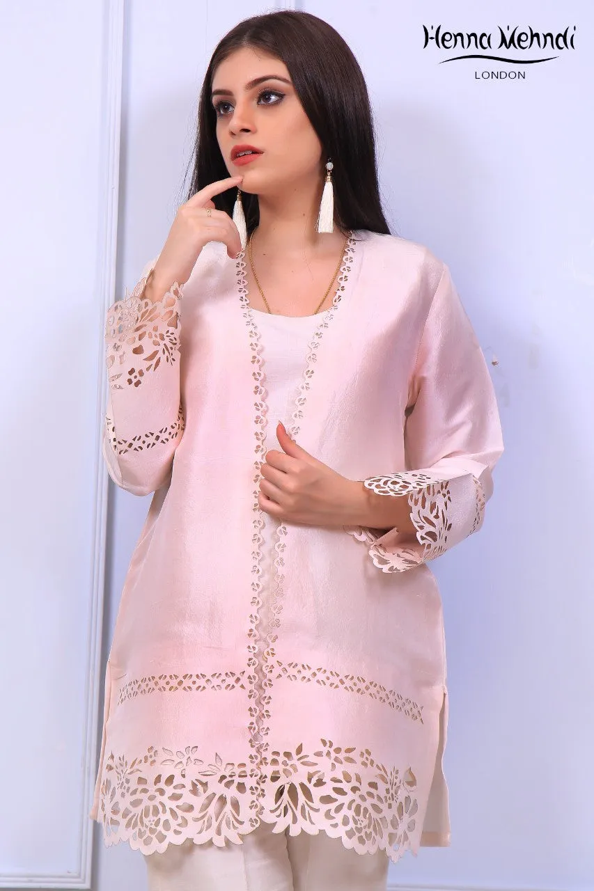 Pink Laser Cut Jacket Outfit