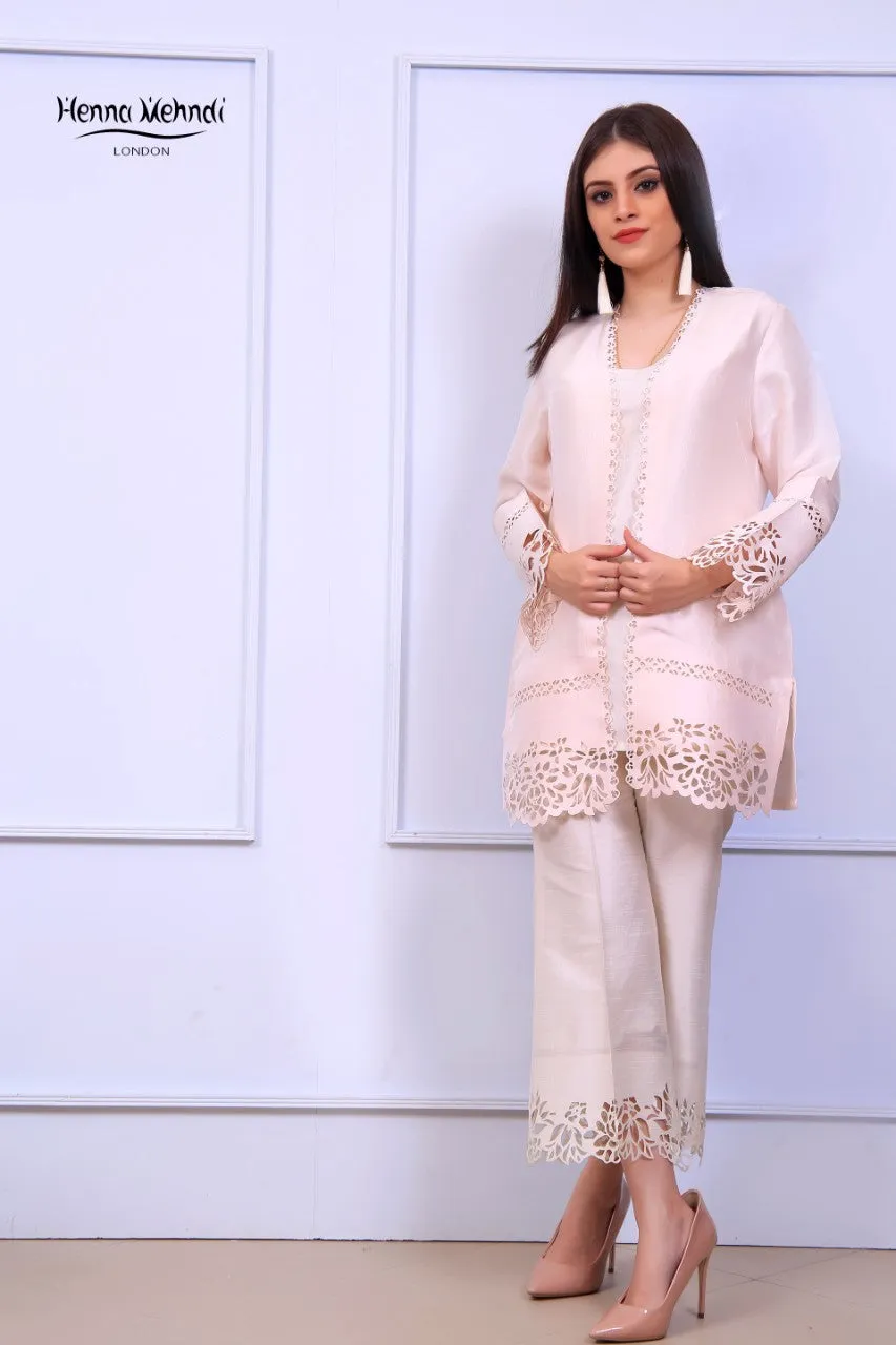Pink Laser Cut Jacket Outfit