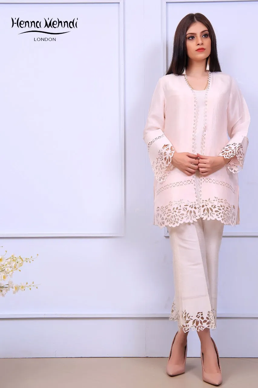 Pink Laser Cut Jacket Outfit