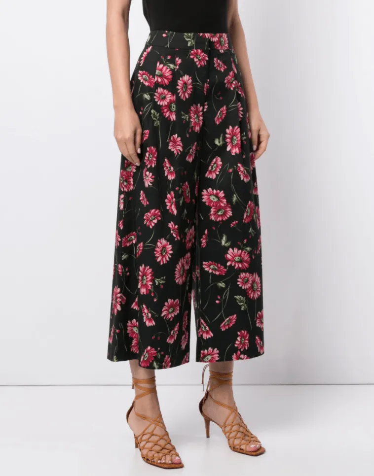 Pleat Front Culotte In Printed Poplin