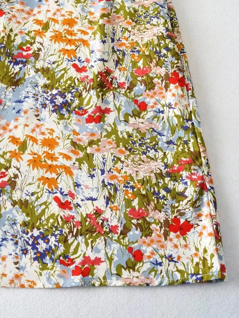 Printed Floral High Waist A Line Midi Pencil Skirt