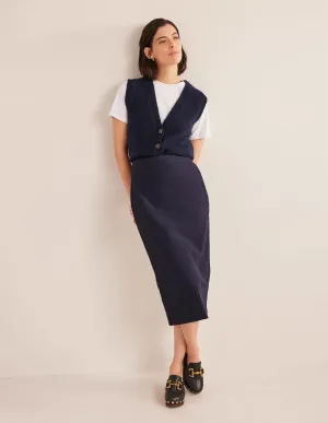 Printed Pencil Skirt-NAVY