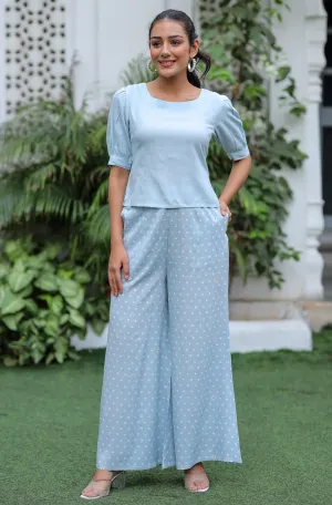 Rayon Polka Dots Culottes Blue