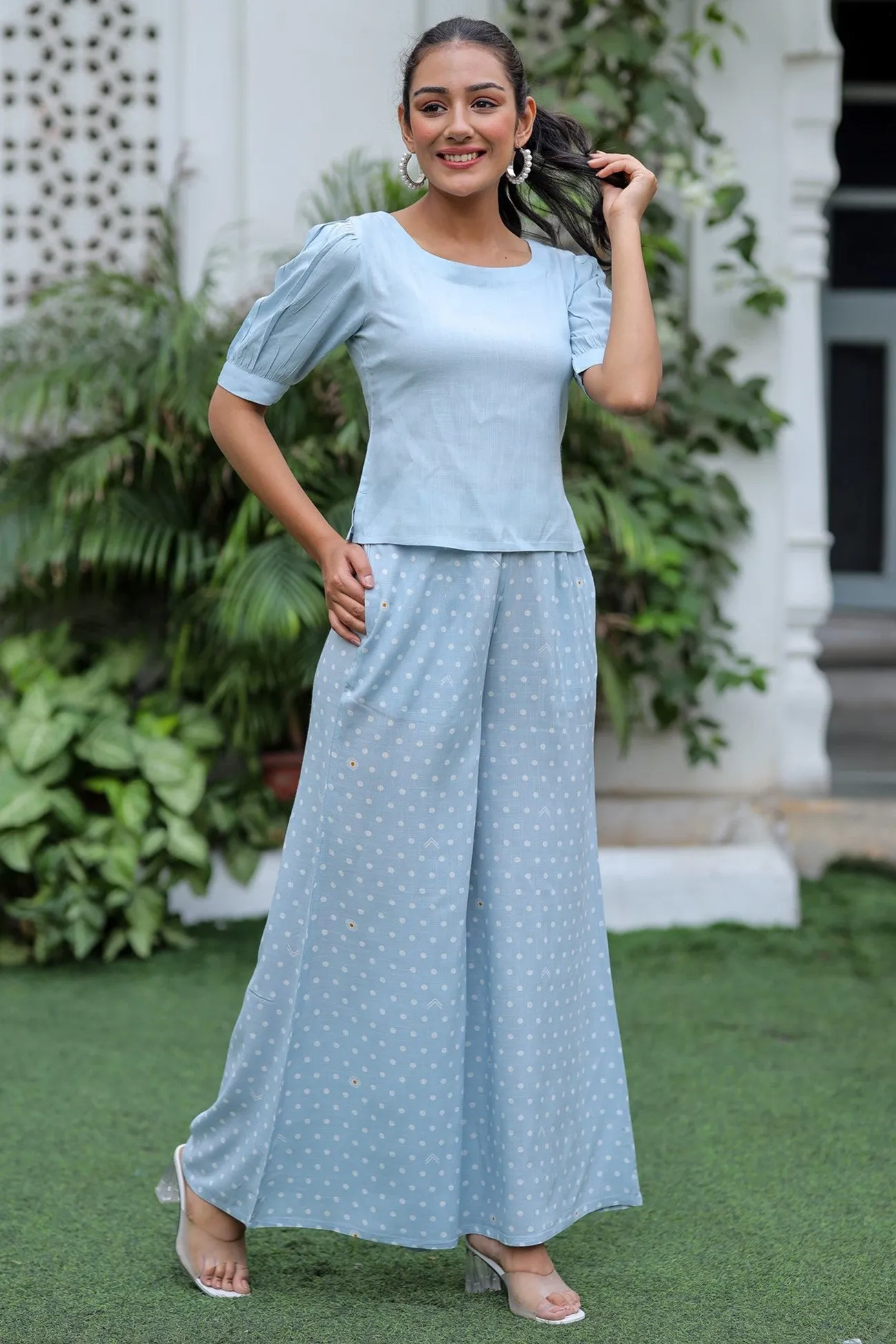 Rayon Polka Dots Culottes Blue