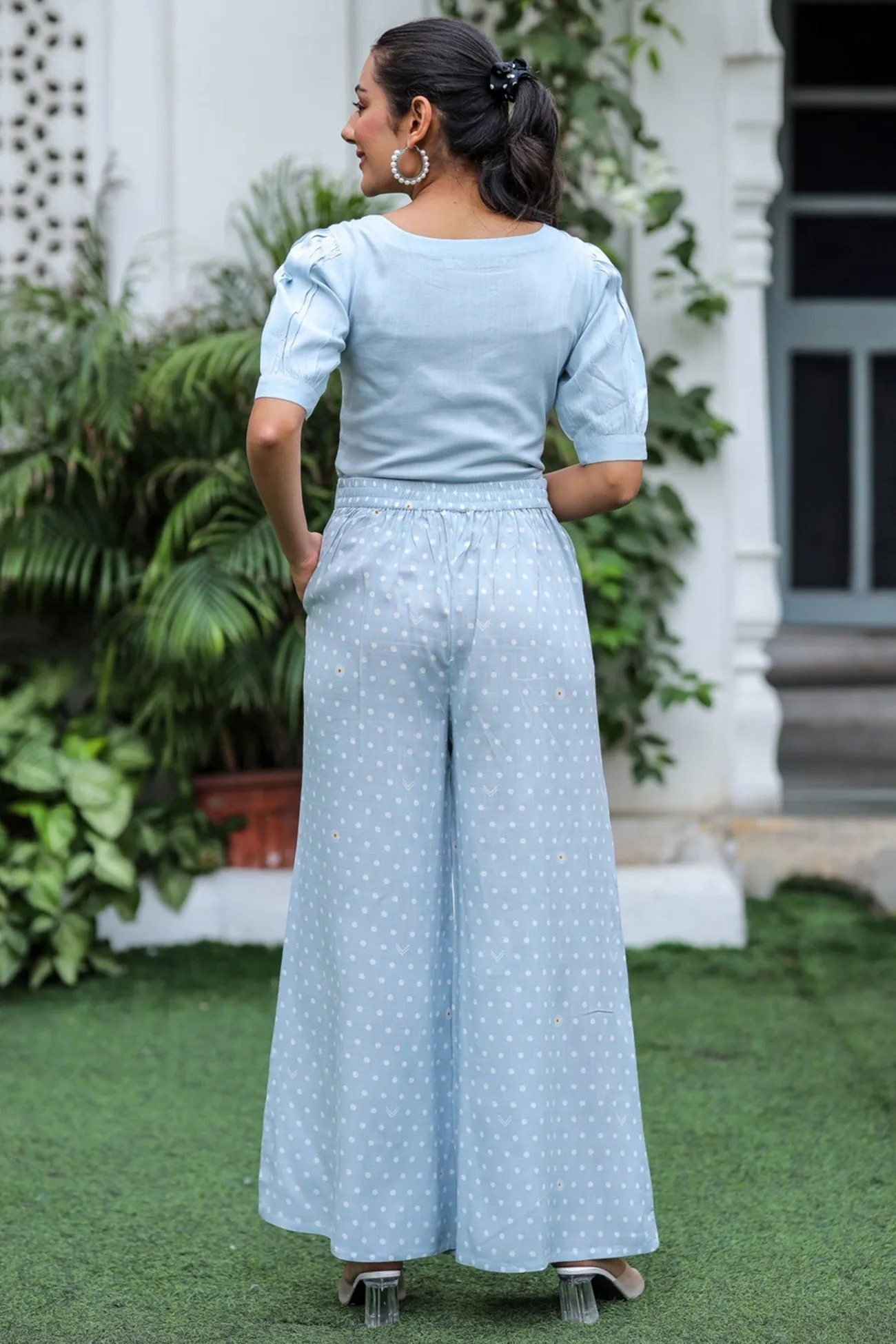 Rayon Polka Dots Culottes Blue
