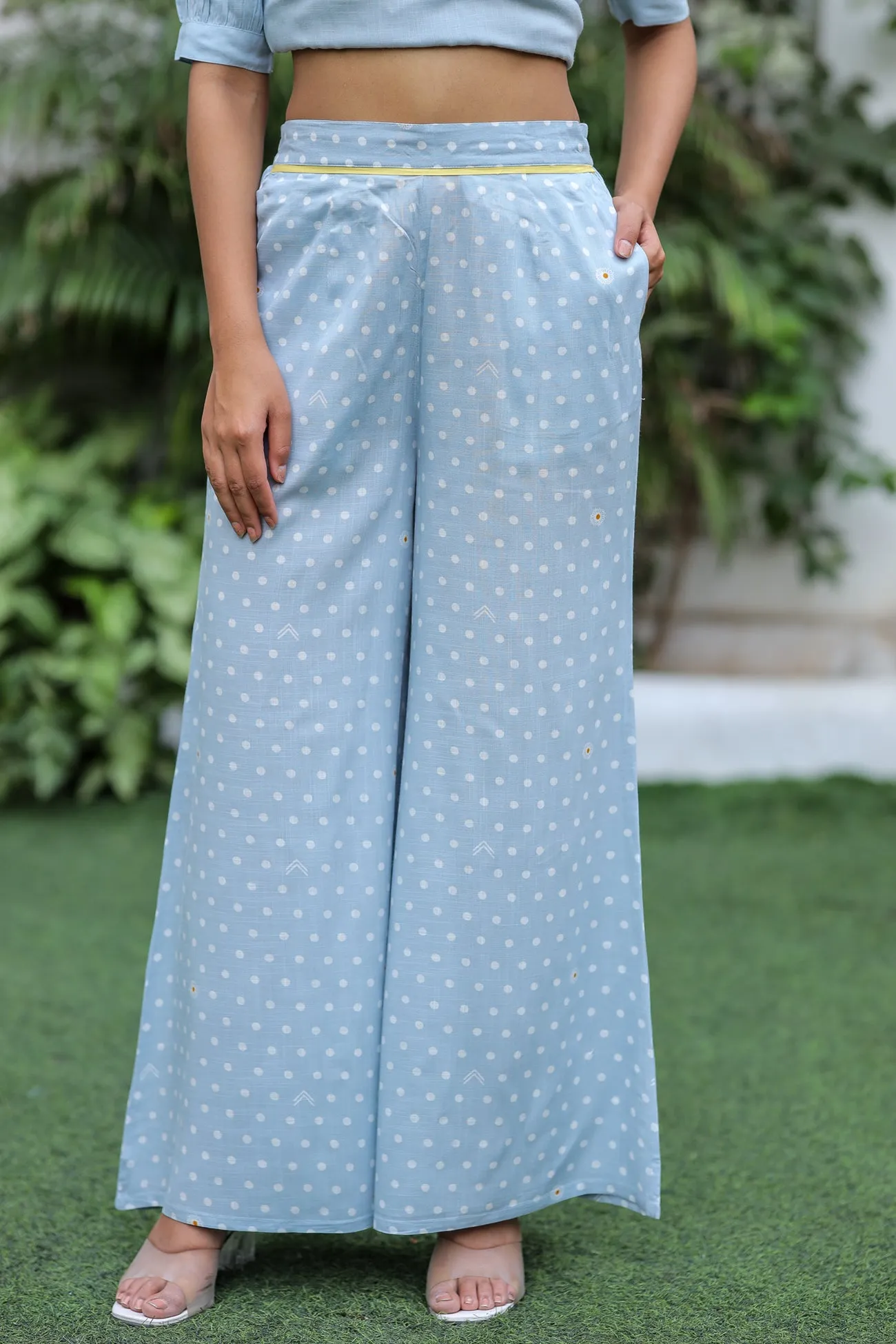 Rayon Polka Dots Culottes Blue