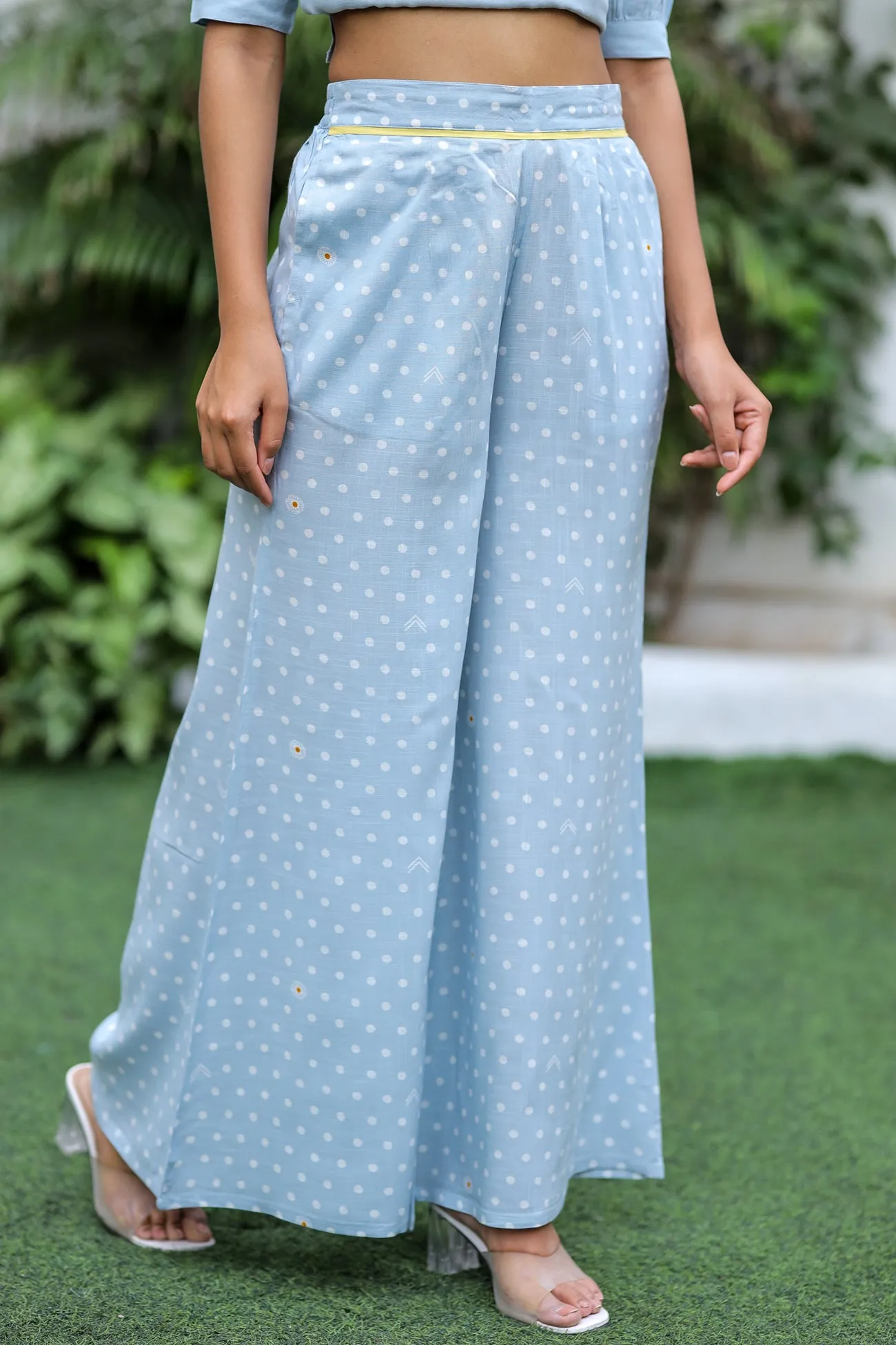 Rayon Polka Dots Culottes Blue