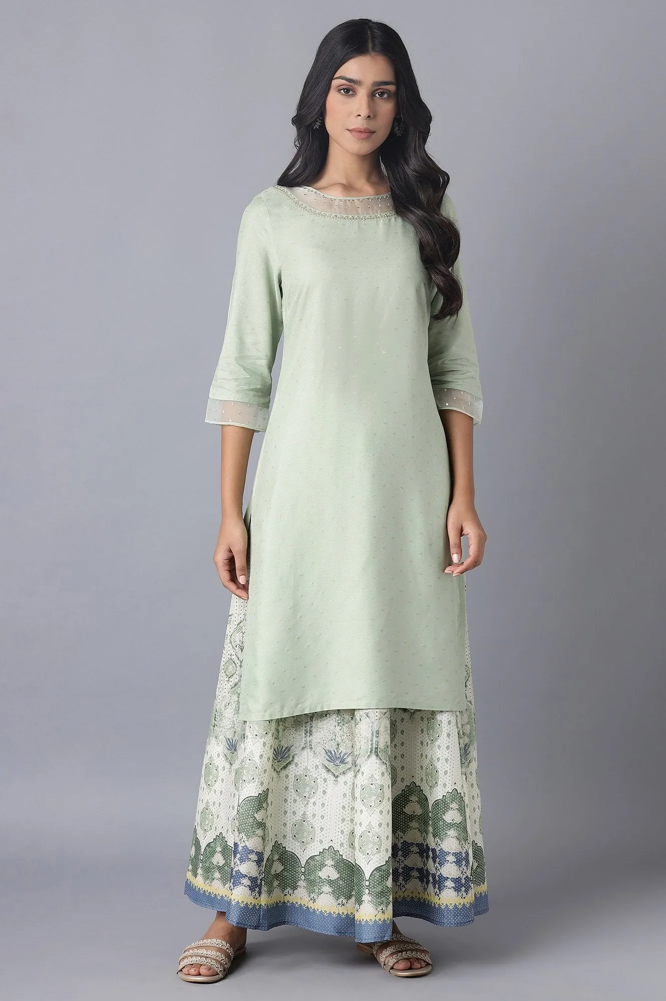 Sage Green Floral Printed Culottes