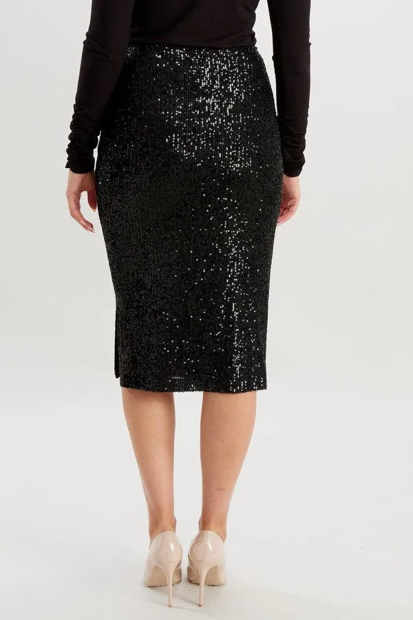 Sequin Pencil Skirt Style 234259 Black Gunmetal