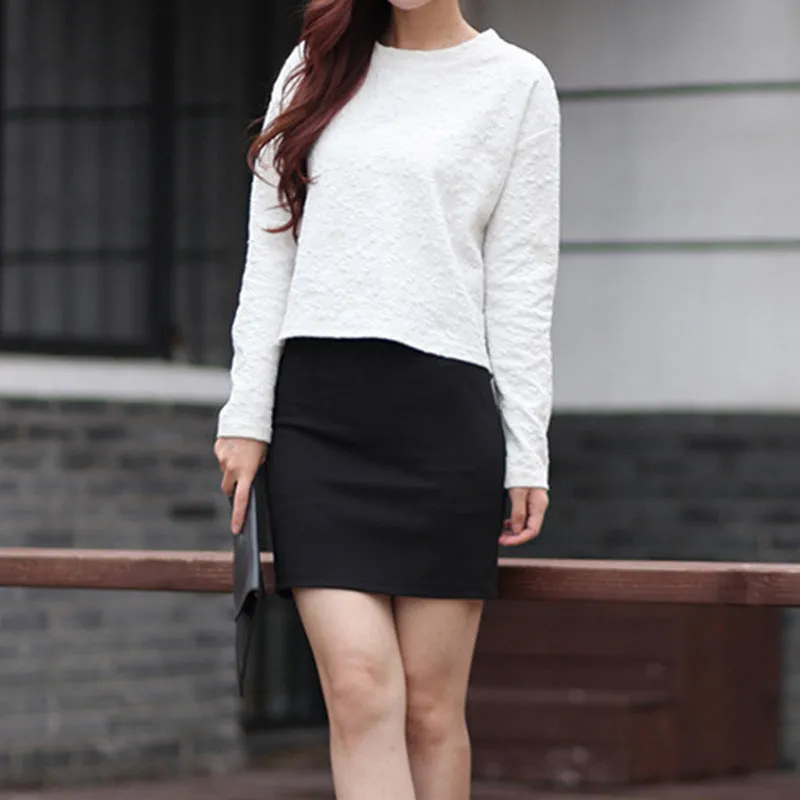 Sexy All-Matching Slim-Look Pencil High Waist Stretchable Slimming OL Solid Colored Suits Skirt