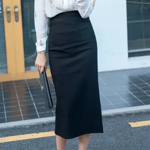 Splitted Hip Flattering Plus Size Summer  Slim Look High Waist Mid-Length Skirt