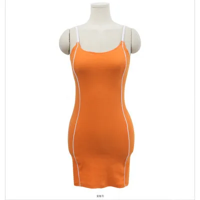 Strap Korean Cami Dress Chain Bare Back Slim Look Elegant Women Dress