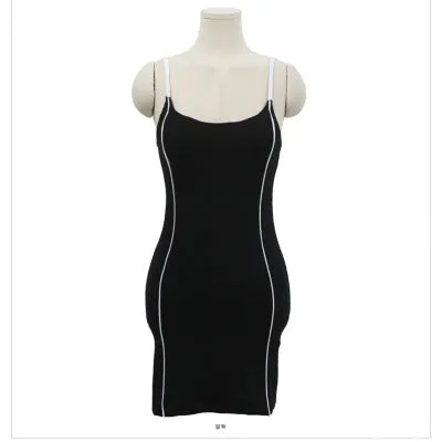 Strap Korean Cami Dress Chain Bare Back Slim Look Elegant Women Dress