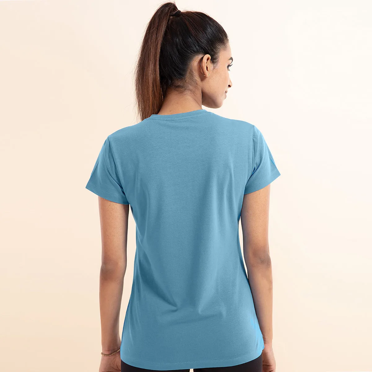 Super Comfy Cotton Stretch Classic Solid T-Shirt-NYLE216-Aquamarine