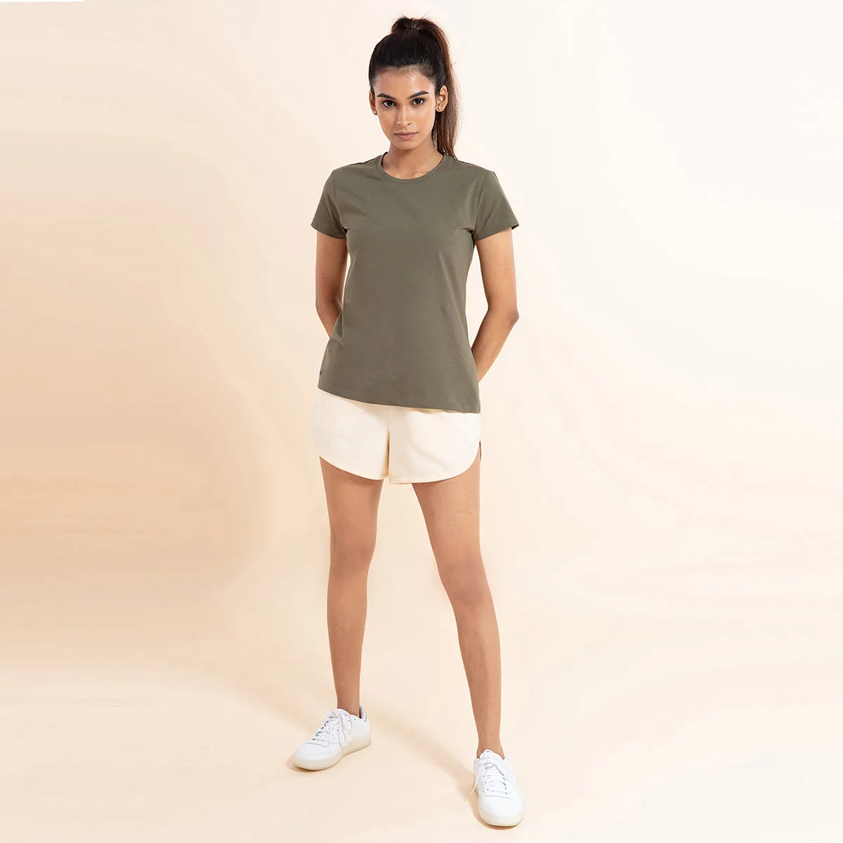 Super Comfy Cotton Stretch Classic Solid T-Shirt-NYLE216-Beetle Green