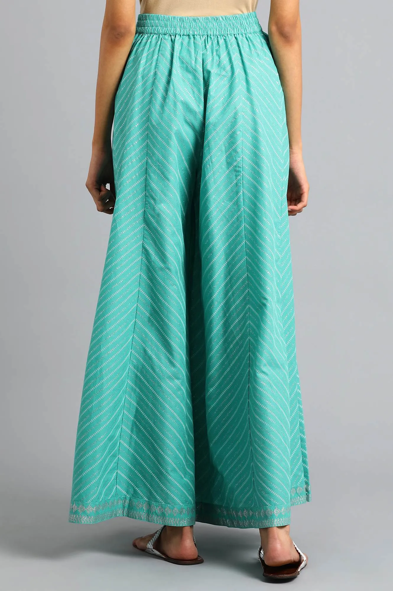 Teal Green Printed Culottes