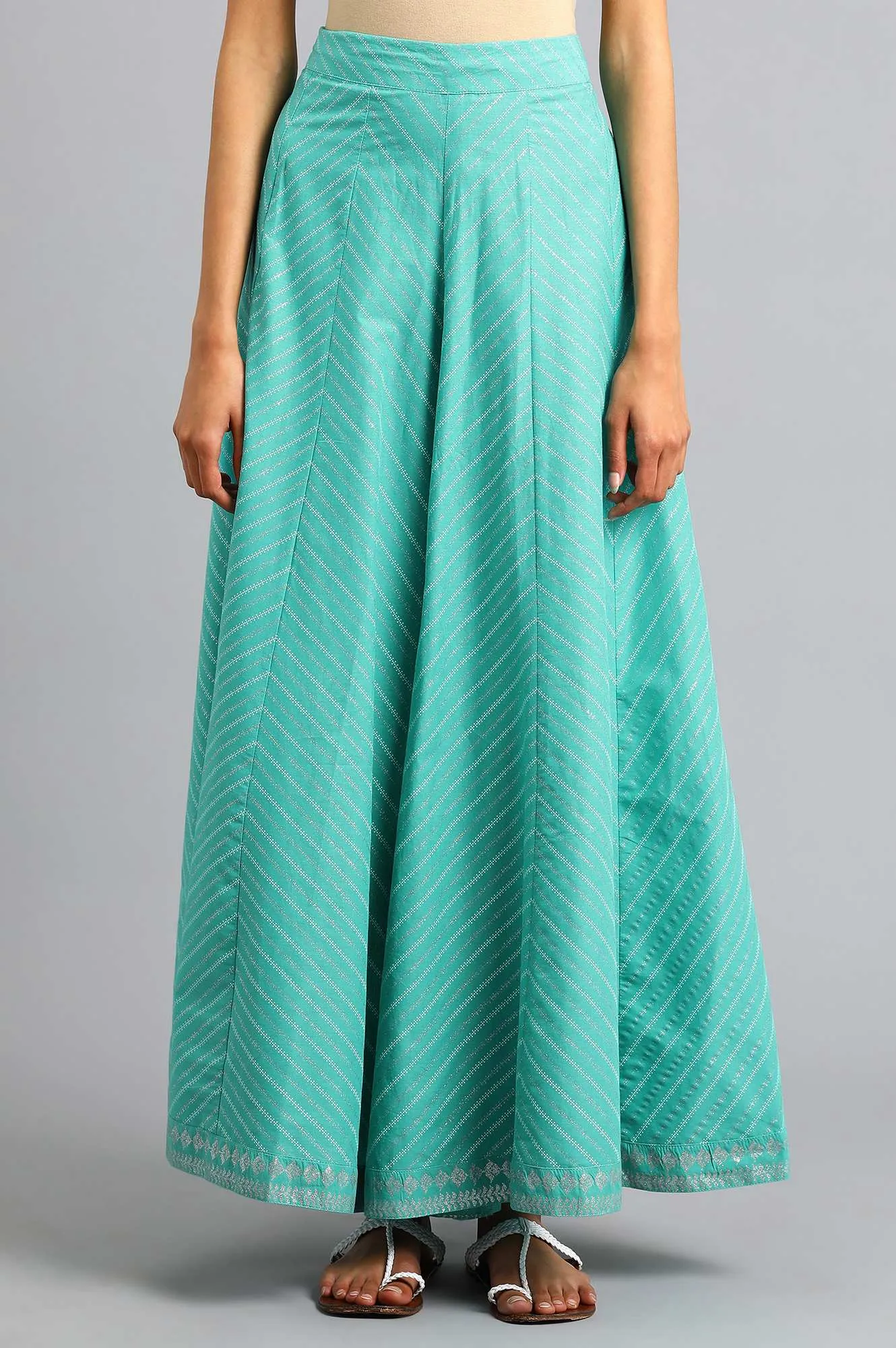 Teal Green Printed Culottes