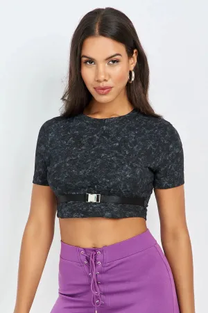 Tie Dye Buckle Design Crop Top