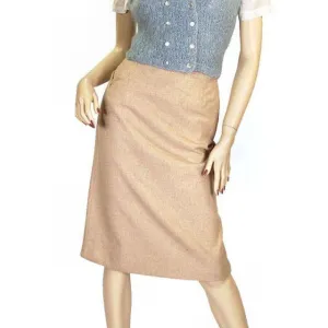 Vintage Pencil Skirt Camel Colored Heathered Cashmere 1940S Sz 2-4