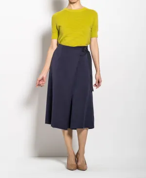 Women Culottes With Buckle Belt - Navy - H0W744