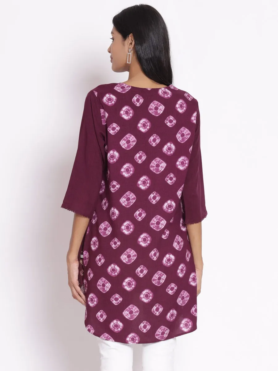 Women Mauve Embroidered Tunic