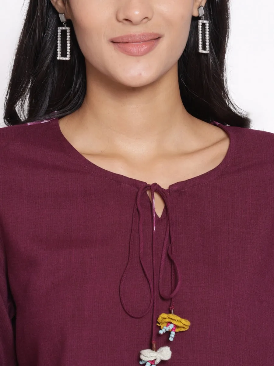Women Mauve Embroidered Tunic