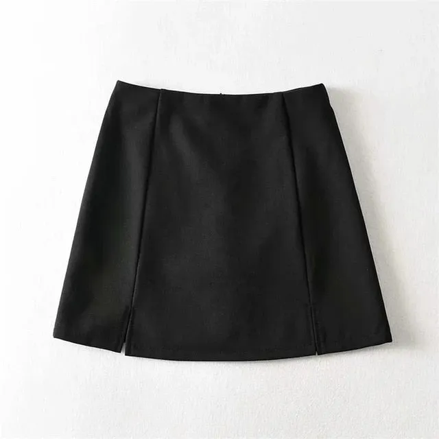 Women Mini Bodycon Skirt With Split Mini Skirt
