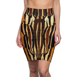 Womens Pencil Skirt - Zorse Geometric Print Pattern