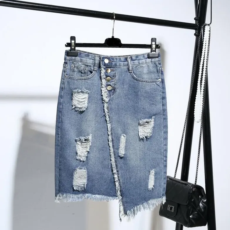 Women's Summer Casual Pencil Midi Denim Skirt