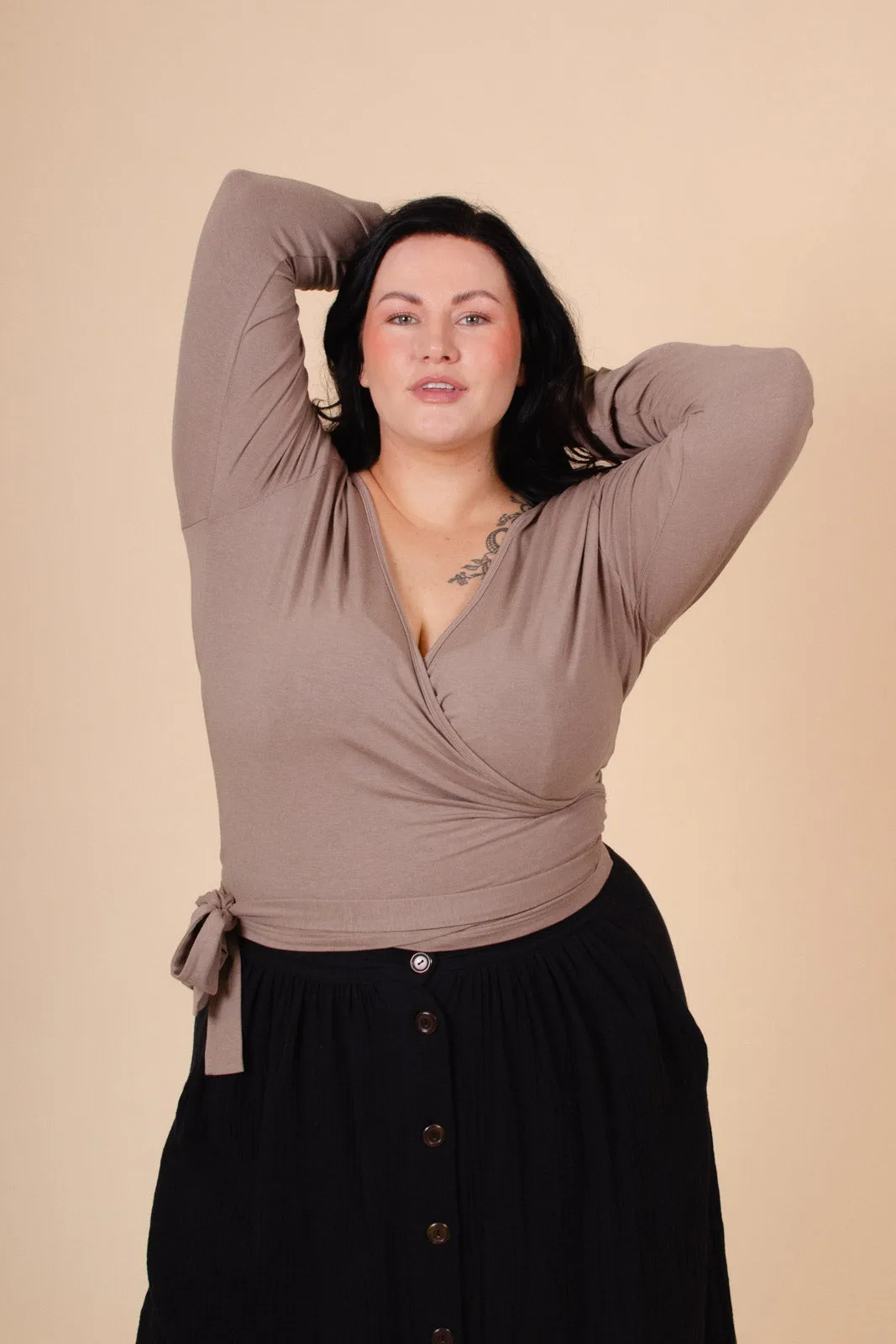 Wrap Top, Taupe