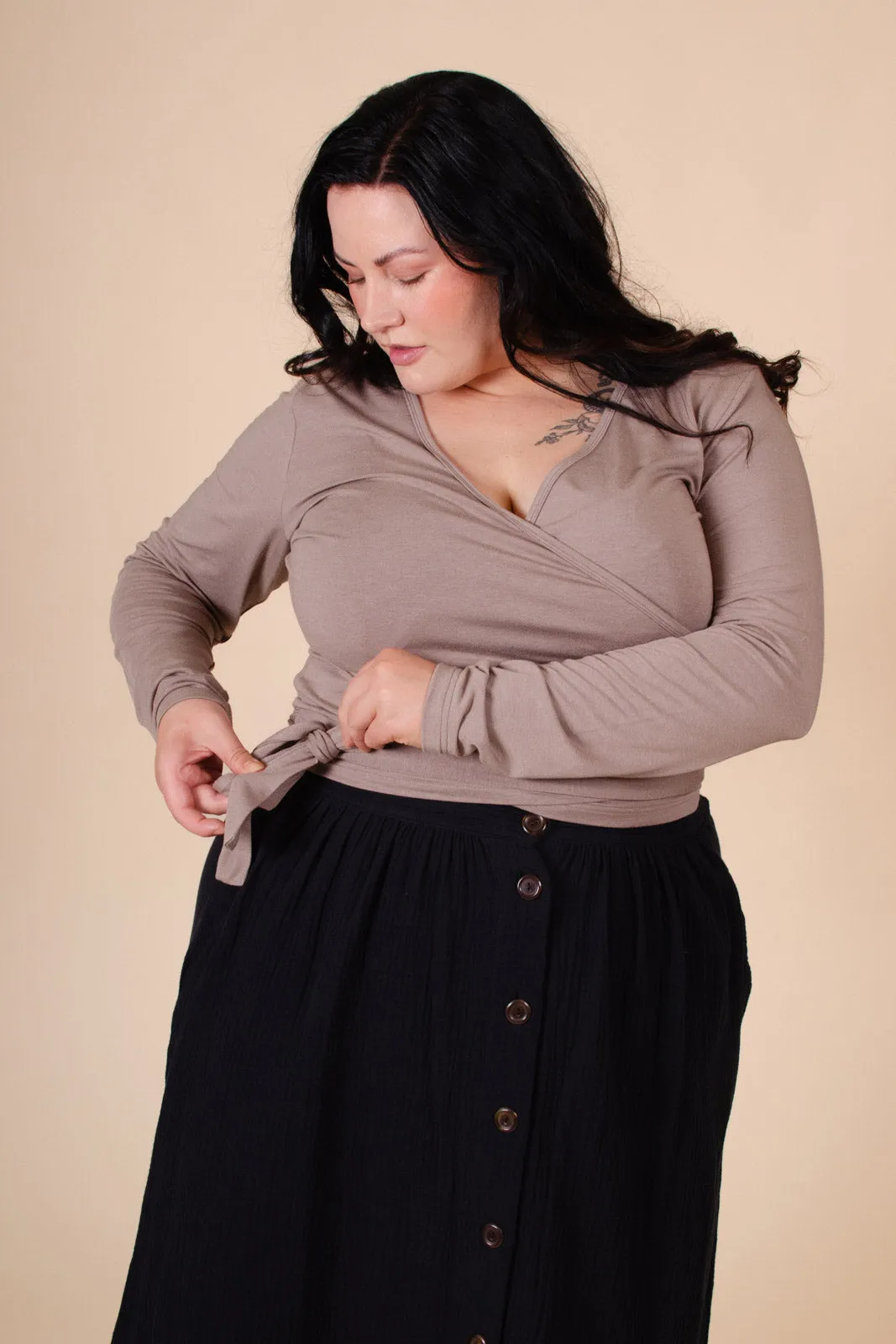 Wrap Top, Taupe