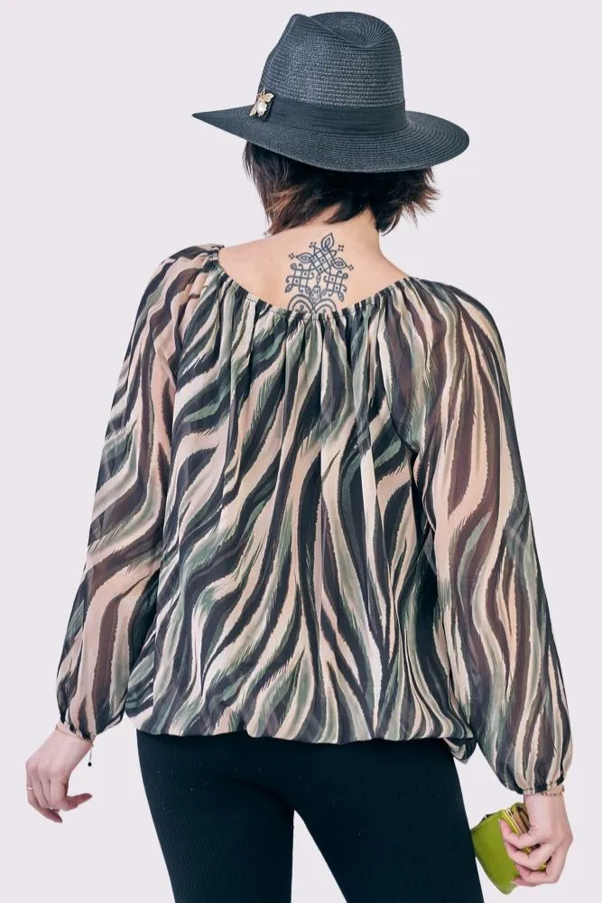 Zebra Print Oversized Tunic Top